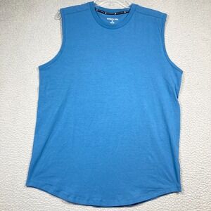 Kenneth Cole Active T Shirt Men's Medium Blue Muscle Tee Sleeveless ‎ FLAW